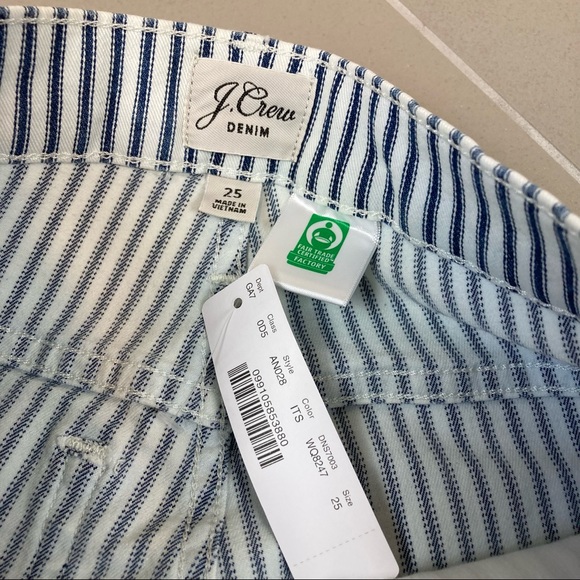 J. Crew Denim Blue & White Stripe Button-Fly High-Rise Toothpick Jeans Size 25 - Picture 6 of 10